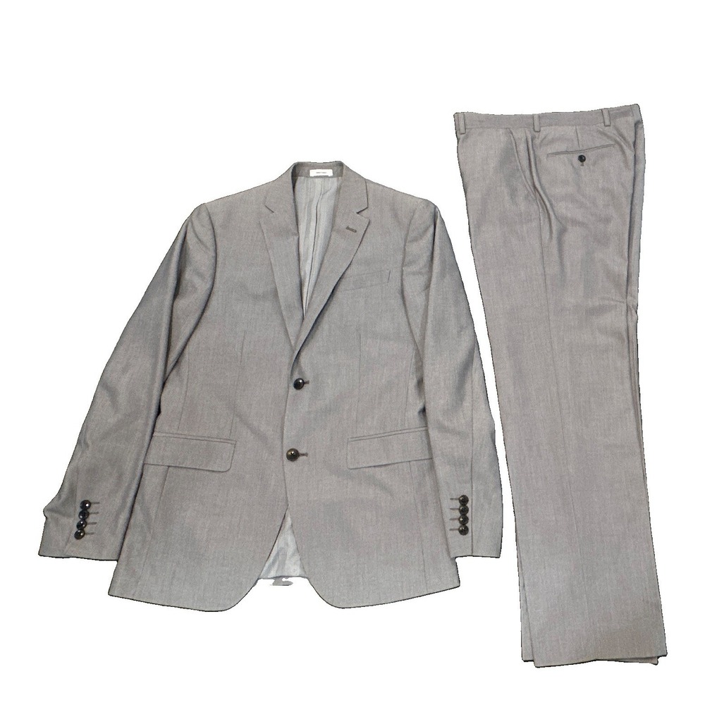 JF J.Ferrar Mens Slim Fit 2-Piece Suit Gray 38R Jacket 32x30 Pants Solid Classic